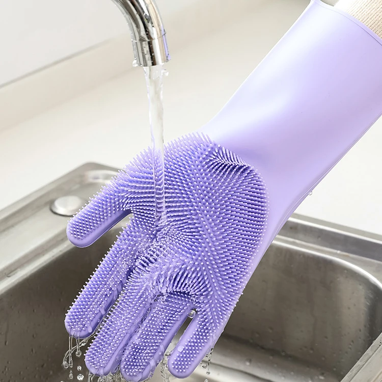 Kitchen Dishwashing Cleaning Silicone Scrubber Glove Household Scrubber  Kitchen Clean Tool Sponge Dish Washing Glove