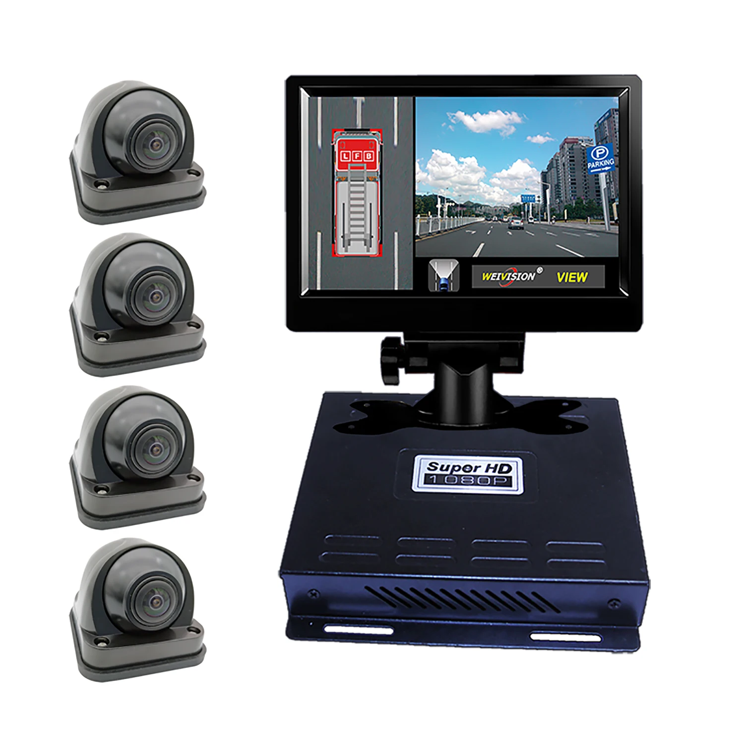 WEIVISION 360° BirdView Panoramic System Weivision 1080P 360 Bird View Surround Camera Kit for Trucks, RVs