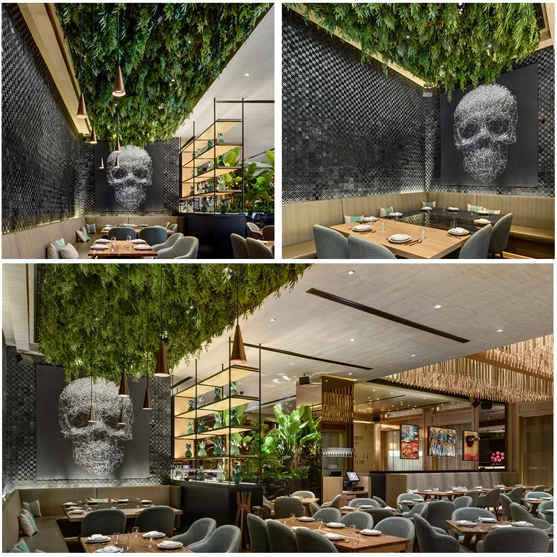 Artificial Green Hanging Plant Ceiling Faux Grass Hanging Plant Wall for Hotel Restaurant Artificial Plant Ceiling Decoration