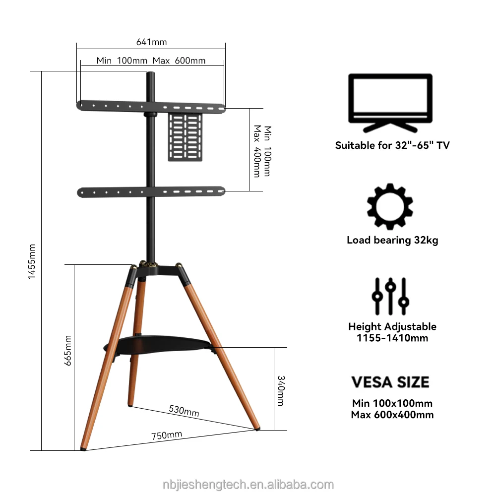 Universal Corner Tv Stand Mount Floor Tv Stand With Solid Wooden Base