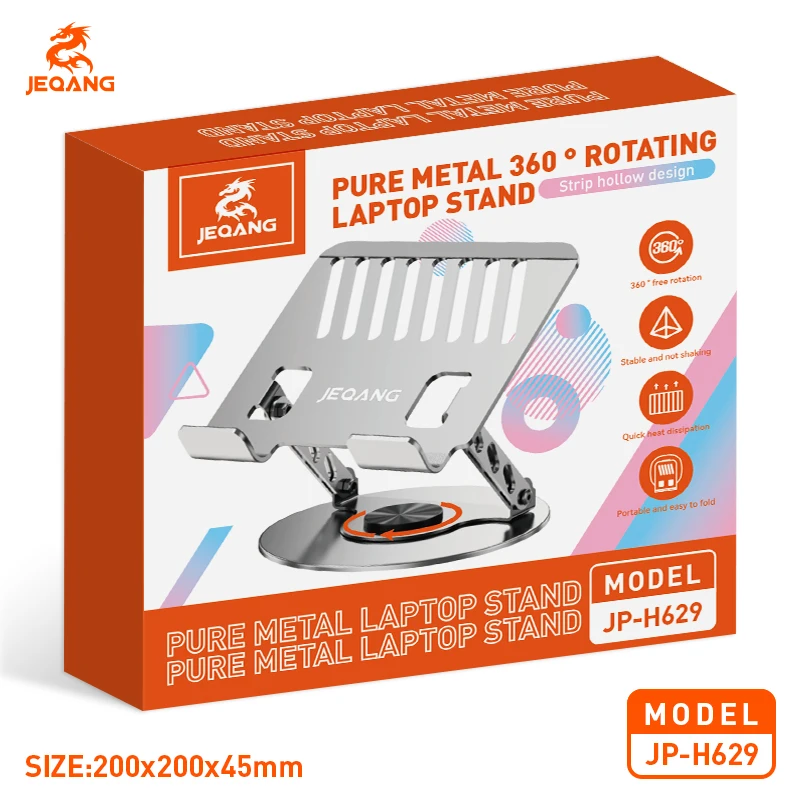 Jeqang-629 Aluminum Alloy PC Stand Customizable 360° Rotation Strong Load-Bearing Efficient Office Work for Tablets