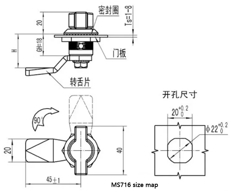 Thumb Turn Latches Ms714 Quarter Turn Lock Stainless Steel Industrial ...