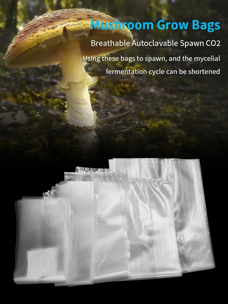 Square Mushroom Growing Bag Filler Packaging Mushroom Tote Biodegradable Plastic Bag Buy