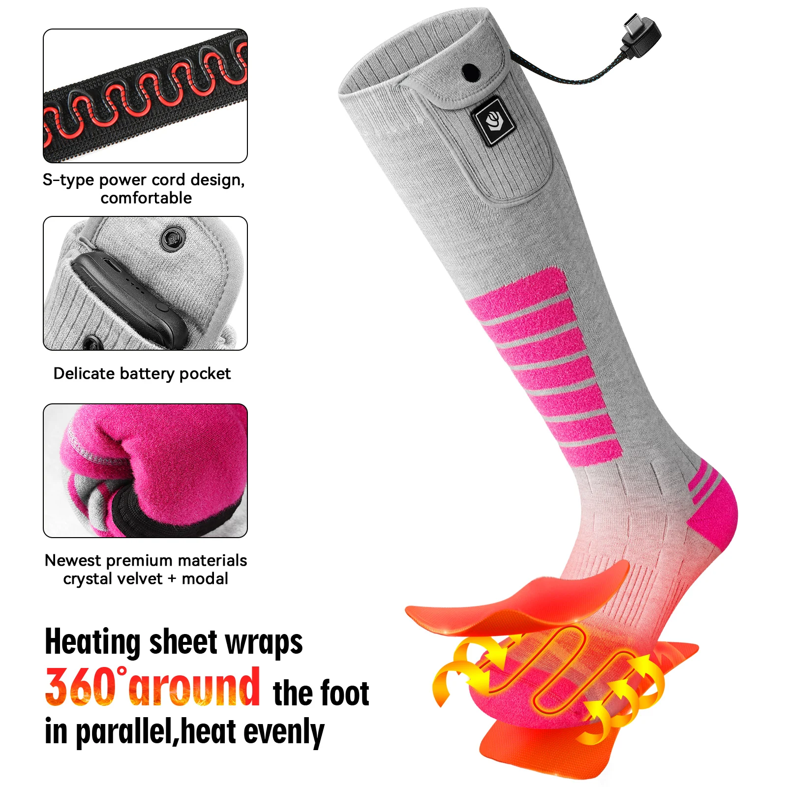 Aheata Heated Socks With Remote Control – Rechargeable 5V Battery Powered Heated Socks For Warm Feet – For Indoors And Outdoors – Dual Battery Charger Kit S/M