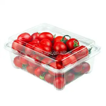 Customized Disposable Clear Plastic Fruit Container Transparent Clam shell Pet Salad Container with Lid