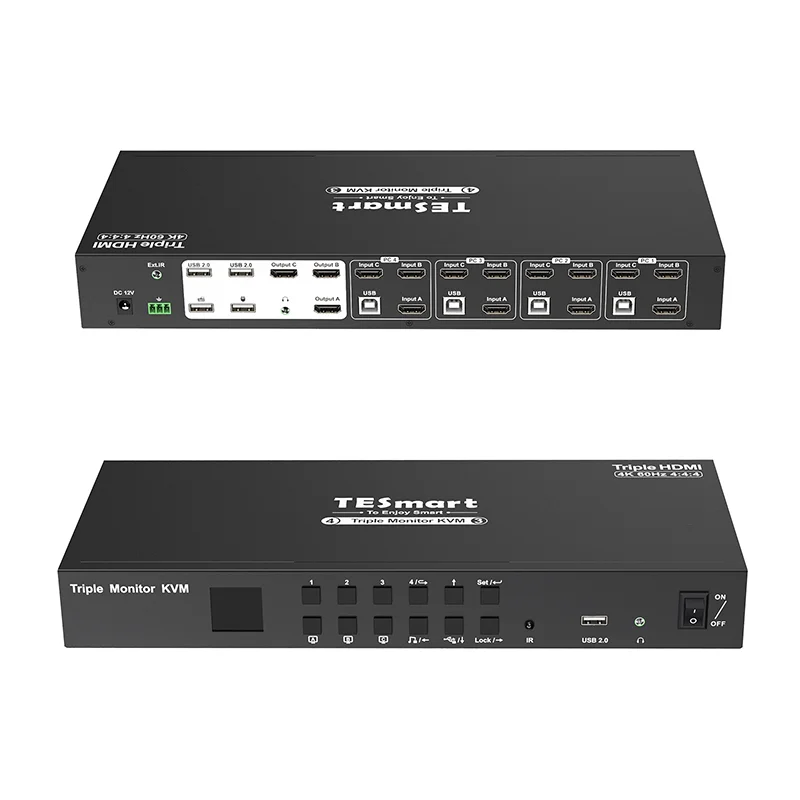 4 In 3 Out Hdmi Kvm Switch Triple Monitor Kvm Switch 4k60hz Support 2