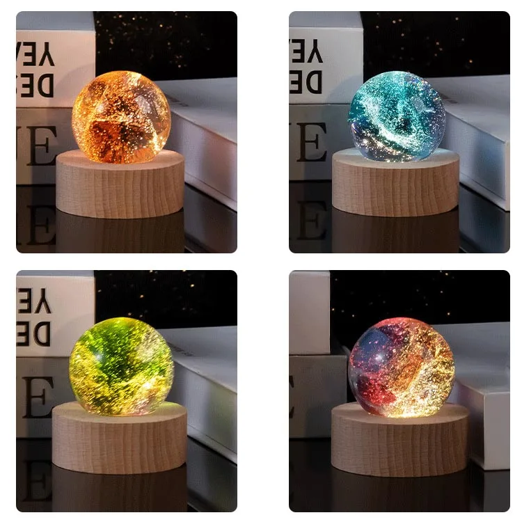 product crystal ball with solid wood bottom colorful glass beads luminous starry night light artistic holiday gift for girls women-43