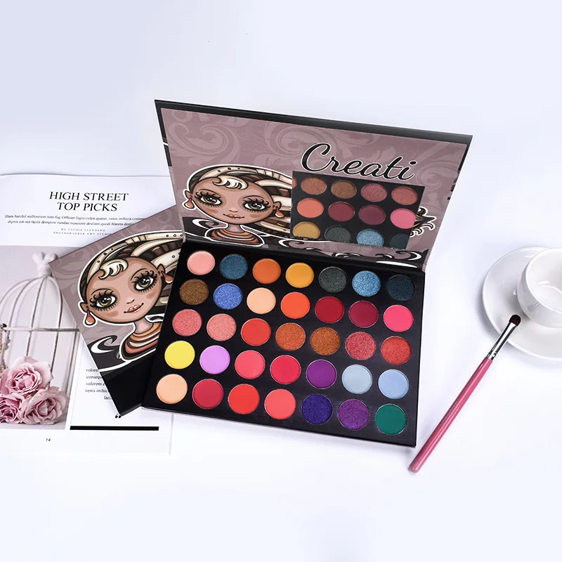 
 Палитра теней для век 35 цветов, фирменная торговая марка, матовые, яркие, Пудровые, водостойкие, легкие, цветные тени для век, оптовая продажа  