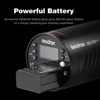 Godox AD100pro 100Ws 2.4G TTL Photography Flash Strobe 1/8000 HSS Pocket Flash Light with 2600mAh Lithium Battery detail image