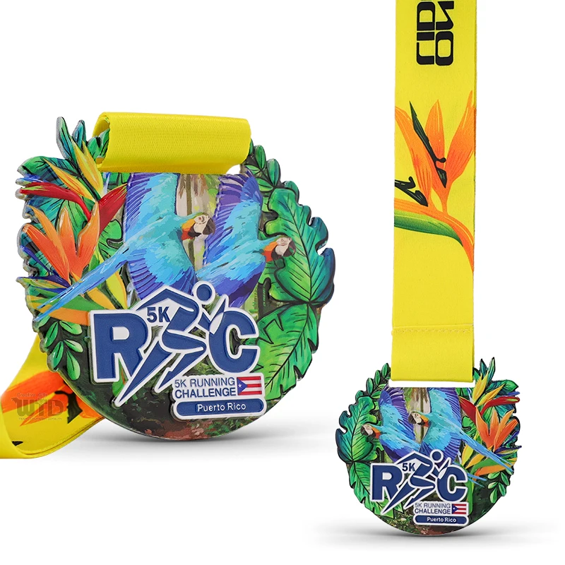 Medalha Metálica Personalizada para Corrida Esportiva Divertida com Gravação, com Fitas, Design com Logotipo Personalizado, Medalha de Sublimação para Jogos