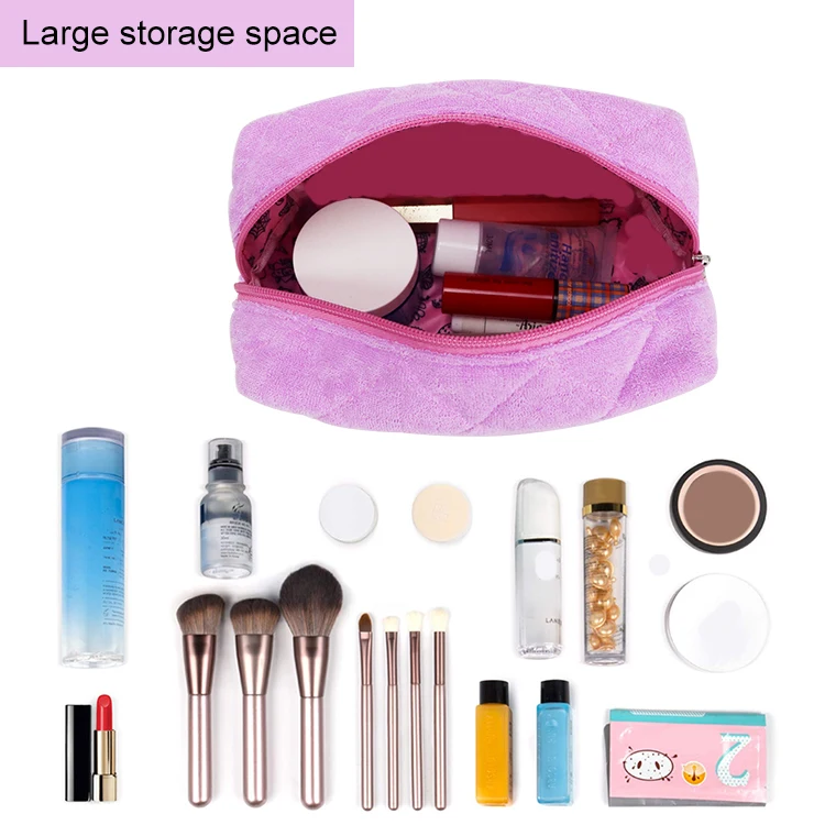 Wholesale Custom Travel Small Green Quilted Cosmetic Pouch Towelling