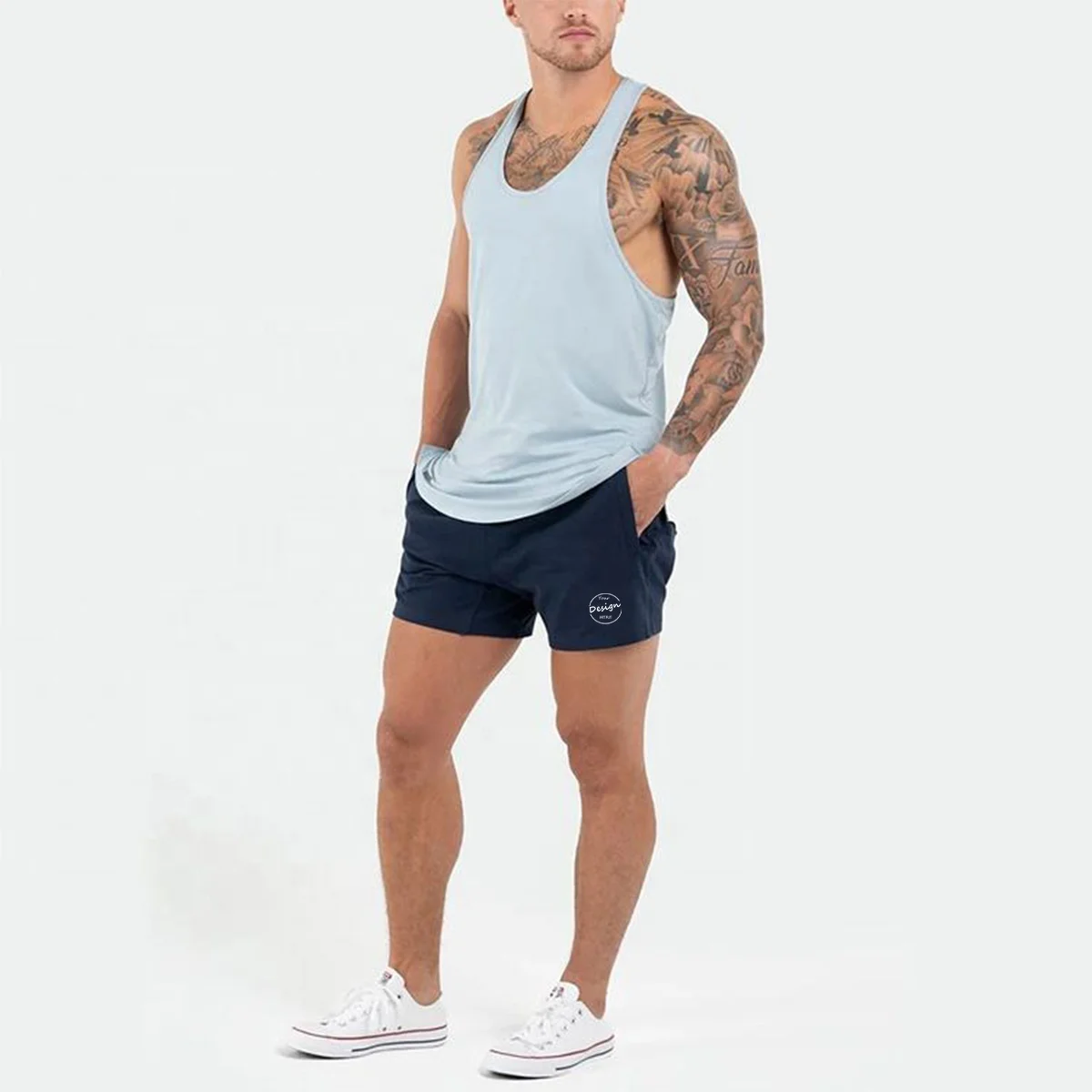 JL1125E Manufacture Woven Fabrics 2 in 1 Bodybuilding Shorts With Inner Pocket Gym Running Mens Gym Shorts