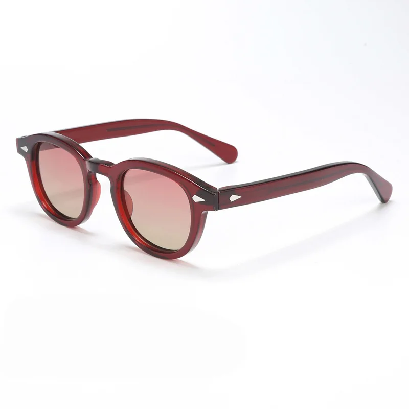 Custom Colorful Sunglasses Small Frame Polarized 2025 Acetate Sunglasses Vintage Men Round Sunglasses