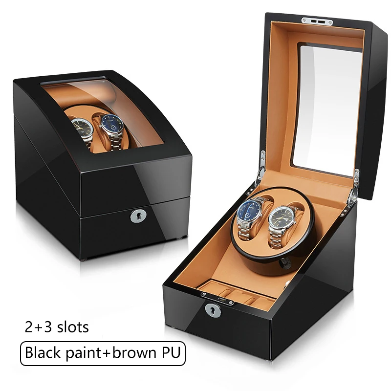 Double Watch Winder+ 3 Soft Leather Watch Pillows LED Automatic