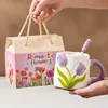 Single cup tulip purple spoon gift box