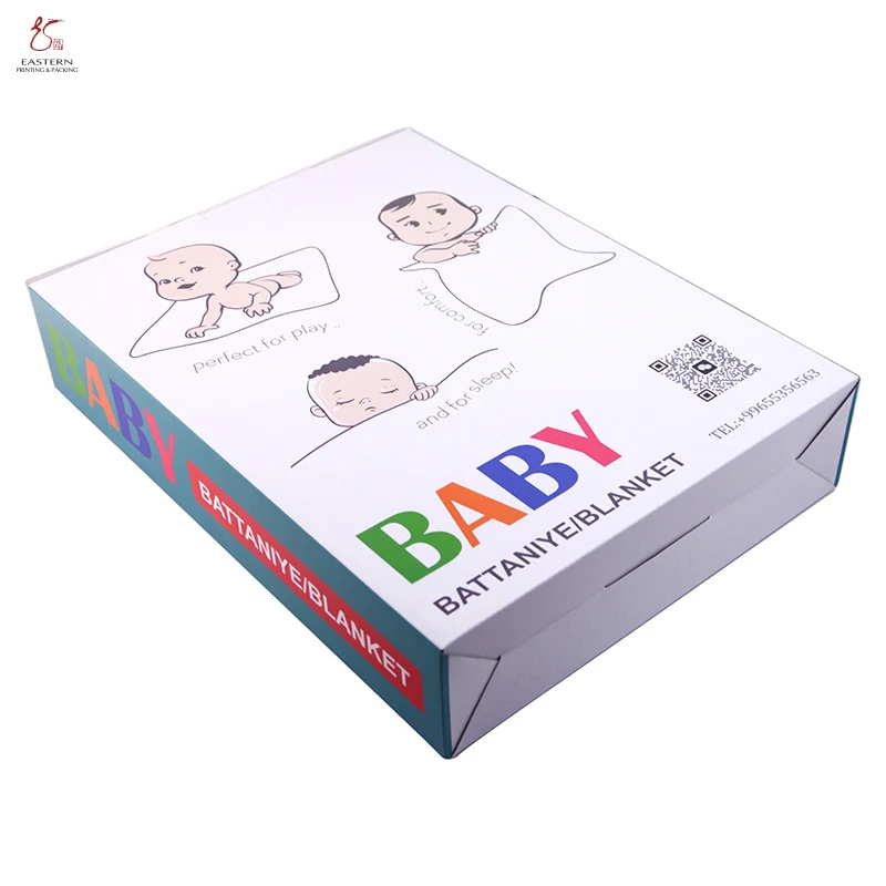 Good Quality Digital Printing Baby Blanket Paper Box Pack Bedding Quilt Pillow Cookware Fold Shipping Carton Box with Handle
