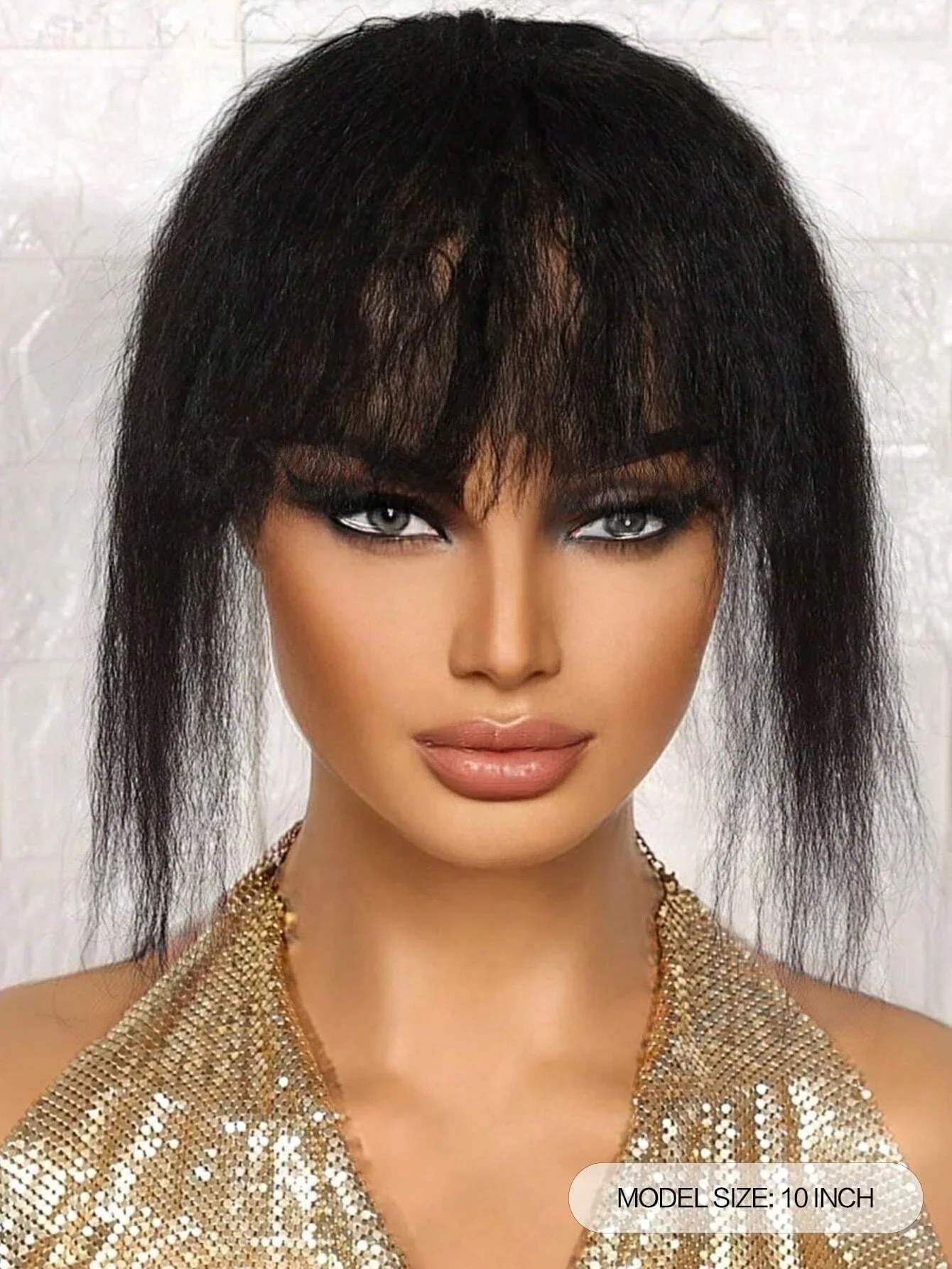 Kinky Straight Hair Clips Echthaar Topper mit Pony Clip in Extensions Naturfarbe_voghion.com