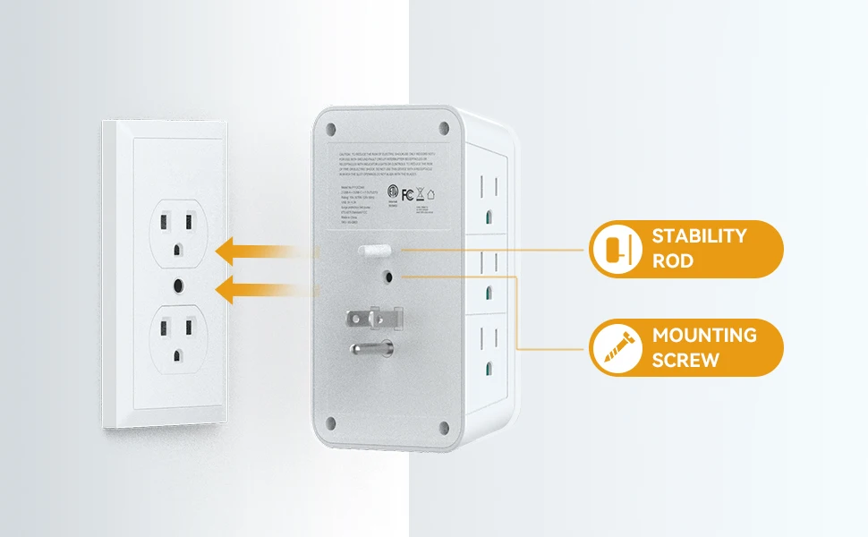 ETL List Multi Plug Wall Charger Surge Protector 7 Outlet Extender with 4 USB Charging Ports 1680J Power Strips with Night Light