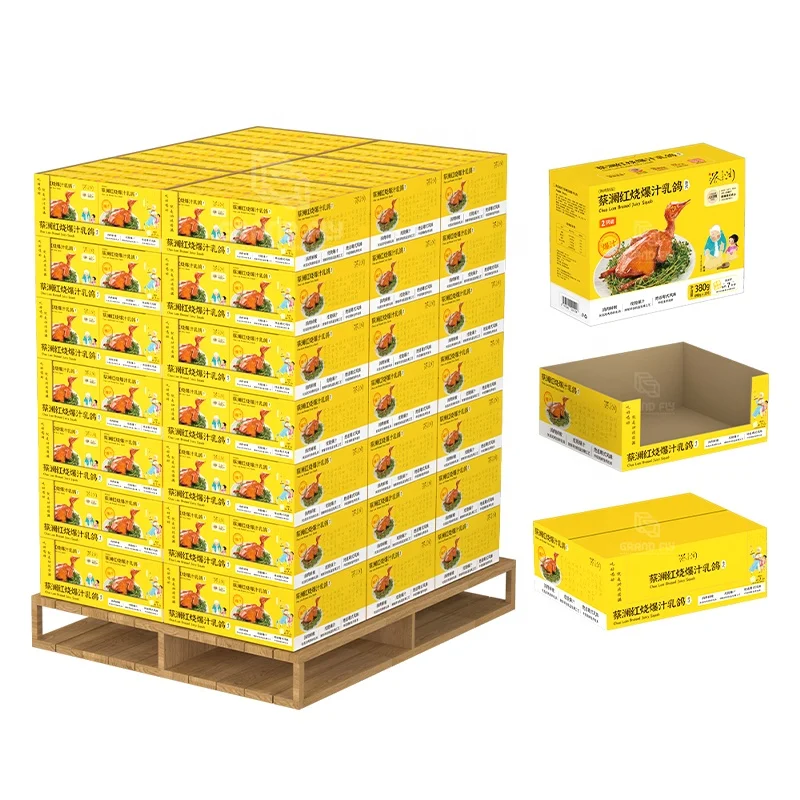 Custom Sams-Club Stackable PDQ Pallet Display Box Supermarket Corrugated Cardboard Boxes Storage Trays Display PDQ