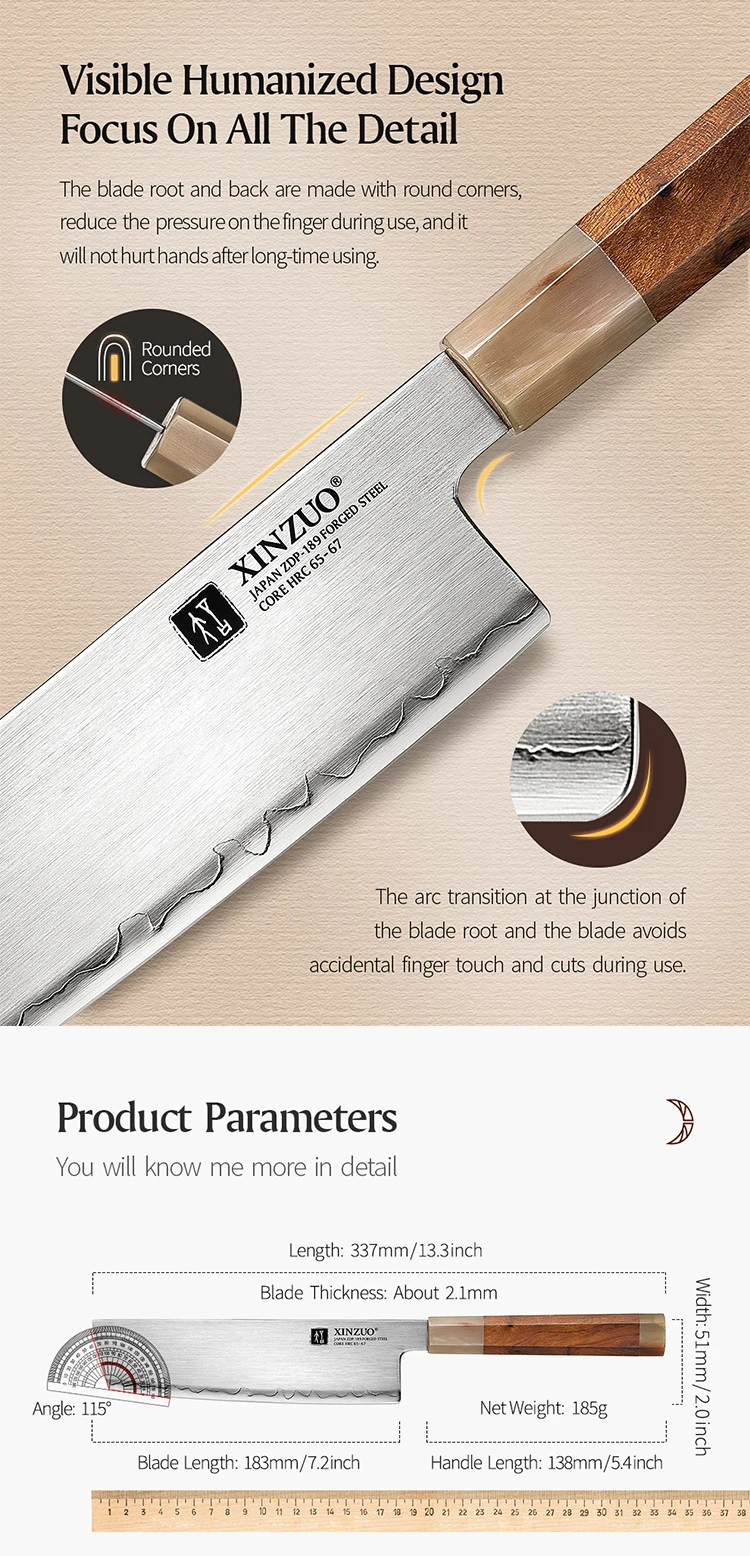 XINZUO ZDP189 Composite Steel Nakiri Knife - Sharp & Eco-friendly