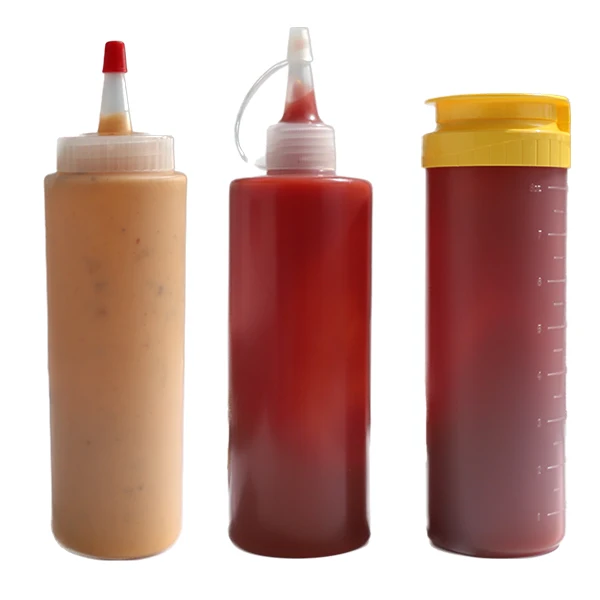 Wide Mouth Plastic Squeeze Bottles with Caps for Ketchup Salad Sauce