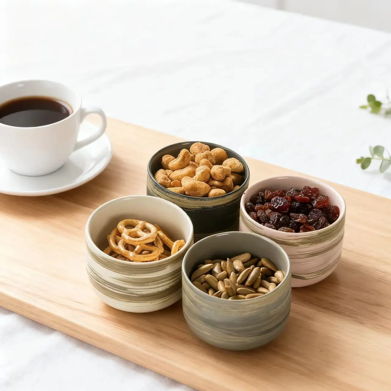 Wholesale White Ceramic Snack Bowls Set with Golden Tray Serving for Kitchen Dipping Cake Serving Home or Restaurant Use