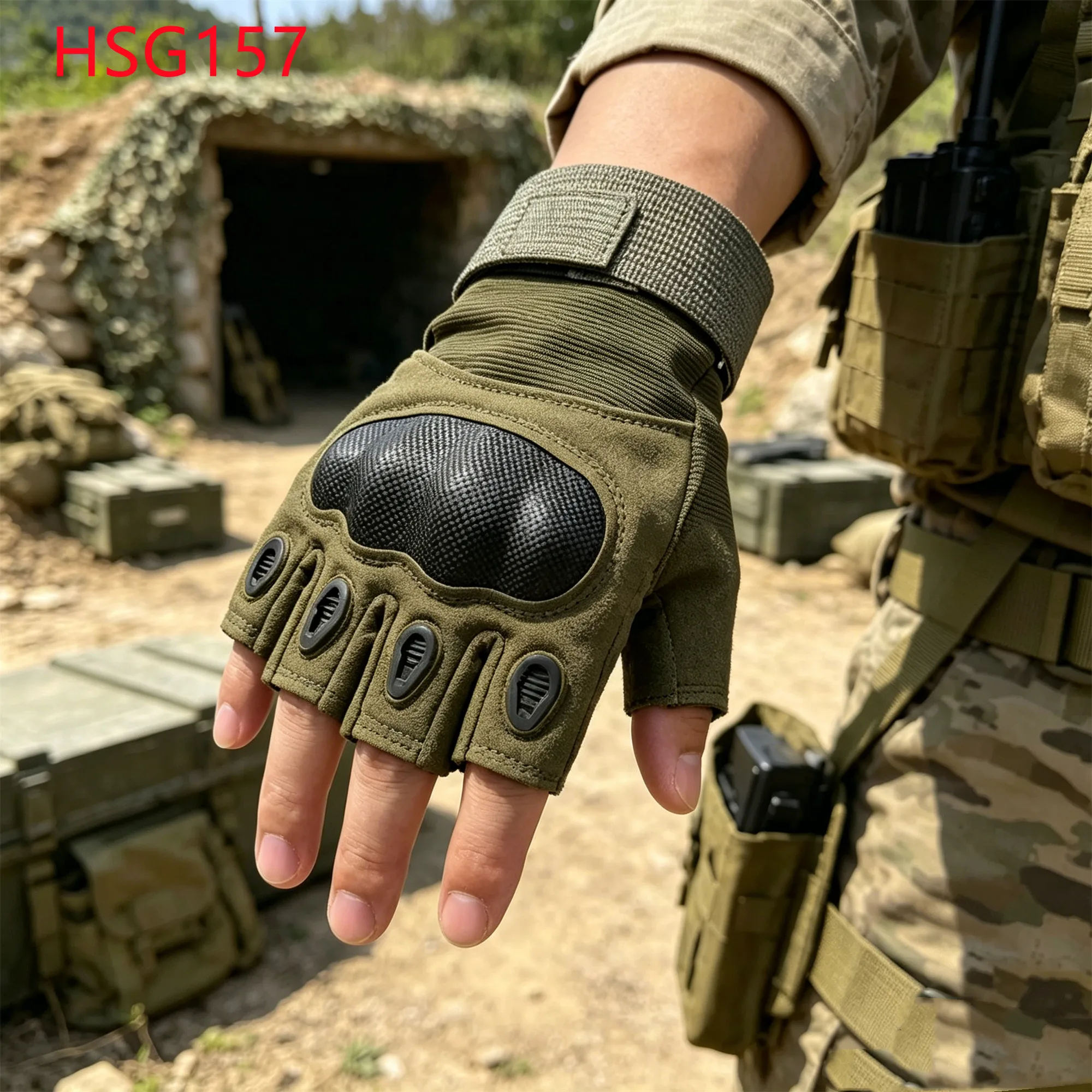 LXG,EDC Daily Carry Knife-resistant Green Tactical Grade Gloves Jungle Exploration Adjustable Tightness Combat Gloves HSG157