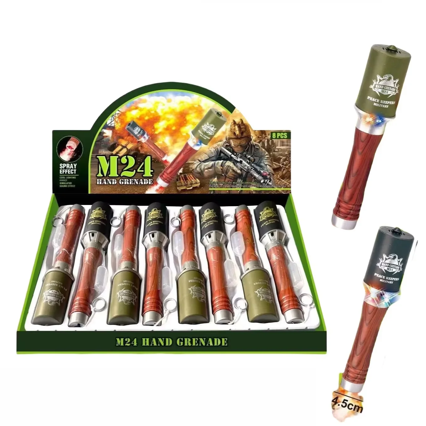M24 Long Handle Smoke Sound Light Grenade Series of Military Science and Education Children's Toys