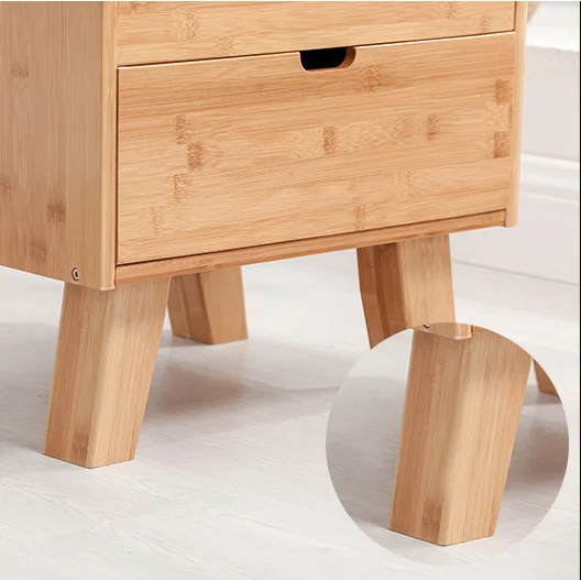 Modern Bamboo Nightstand Night Stand With Drawers Home Bedroom