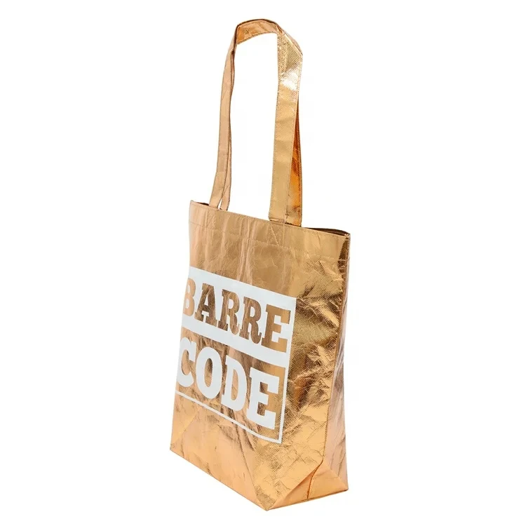 Customized Good Quality OEM Quality Big Space Fashion Gold Non-woven Laminated Shopping Bag