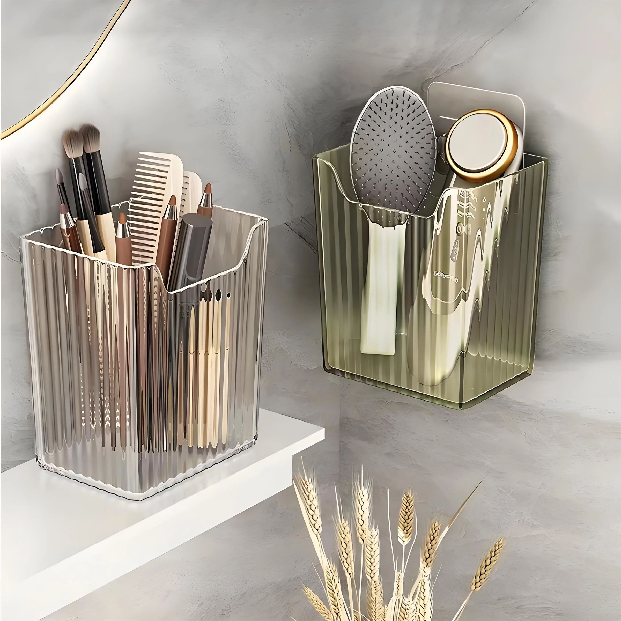 Modern Bathroom Wall Mounted Toilet Sink Razor Organiser Rectangle Plastic Toothbrush Toothpaste Comb and Sundries Holder