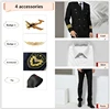 Black coat+Pants+Shirt+4 accessories