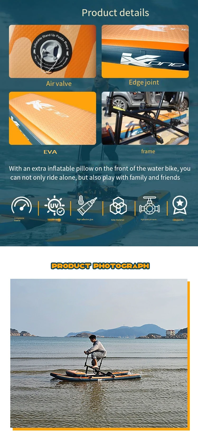 Funworldsport 2024 Inflatable Water River Sea Bike Swan Pedal Boat