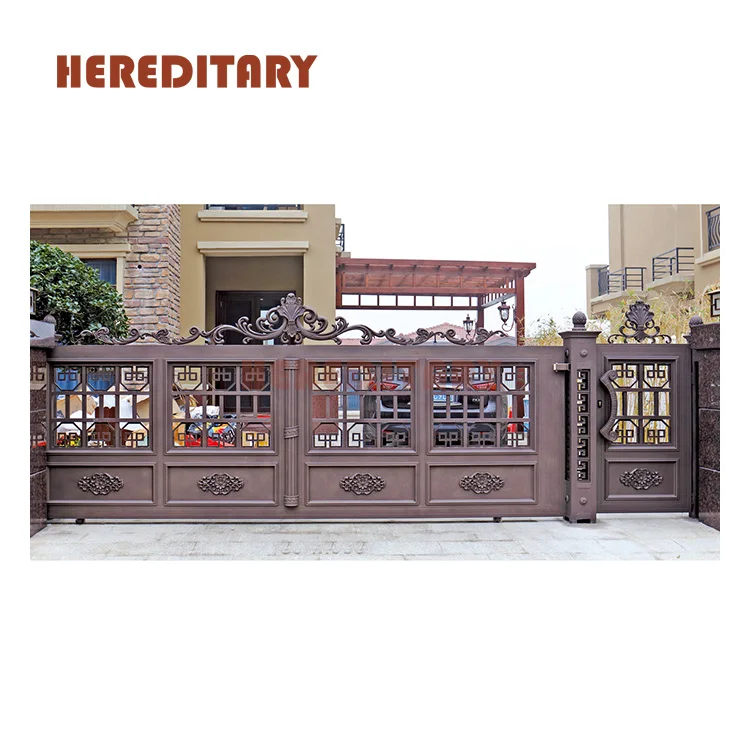 Powder Coated Curved Sliding Gate Modern Gate With Automatic Gate Opener