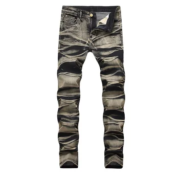 High Quality Vintage Four-Color Tactical Trousers Distressed Jeans for Men Mid Waist Knitted Weave for Summer Autumn Seasons