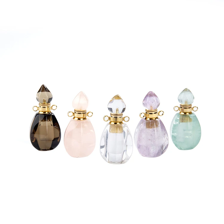 Unisex Natural Diffuser Crystal Healing Gemstones Perfume Bottle Charm Pendant