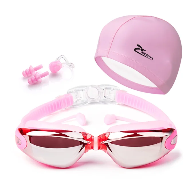 2024 Cap Nose Clip Earplug Hat Packages Swim Goggles With Nose Cover  Goggles Natacion Swimming Goggles Adults No Leaking