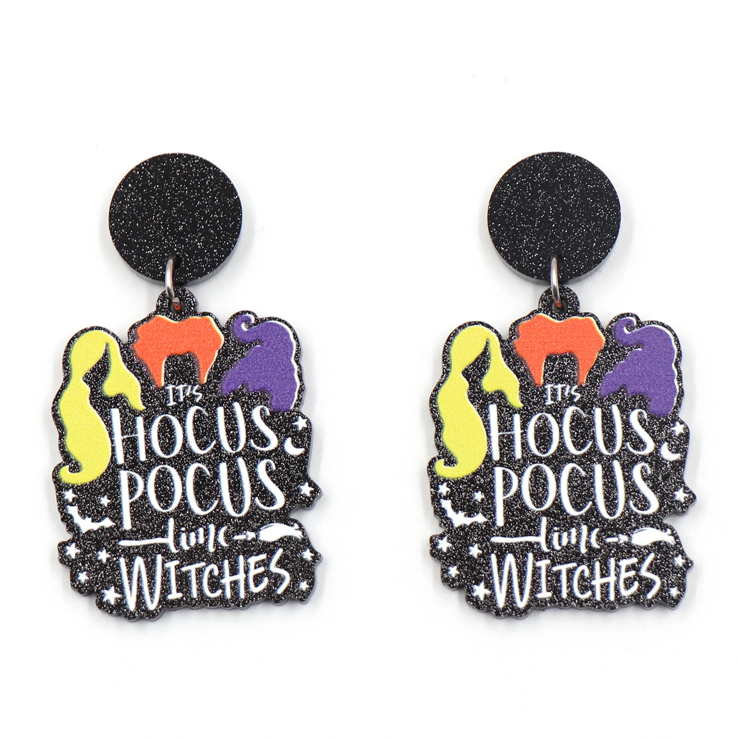 Customized ERS748ER1610 Top fashion CN movie character Halloween HOCUS POCUS glitter Acrylic earrings Jewelry for women