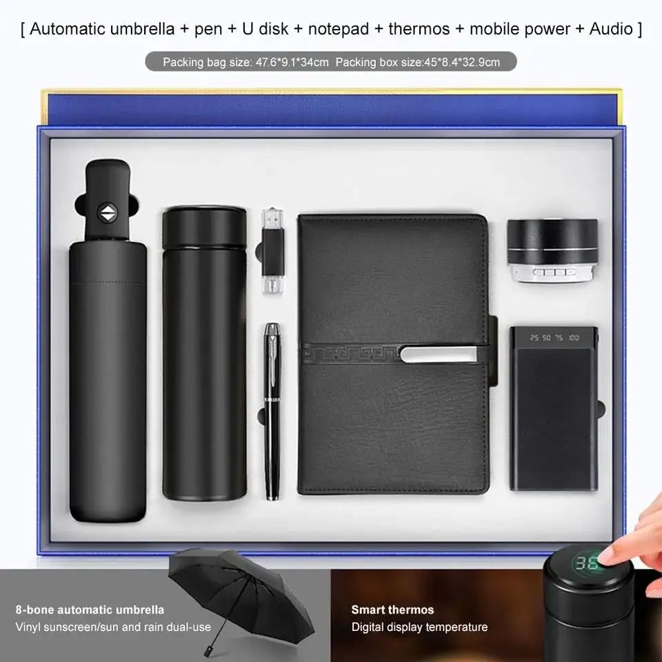 Luxury Notebook Corporate Gift,Set With Led Thermos Flask Business ...