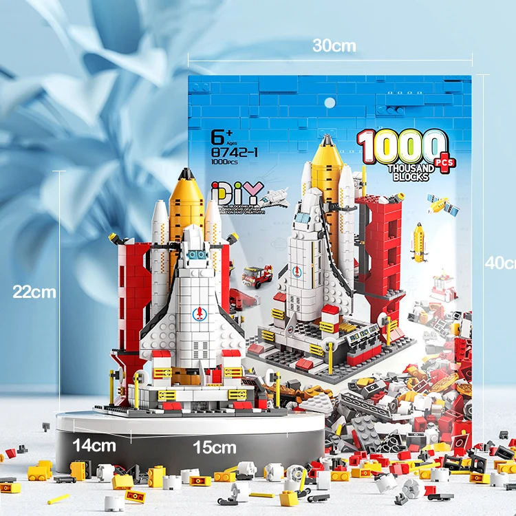 1000Pcs Space Shuttle Model Small Particles Bricks Toys Rocket Launch Building Blocks Set