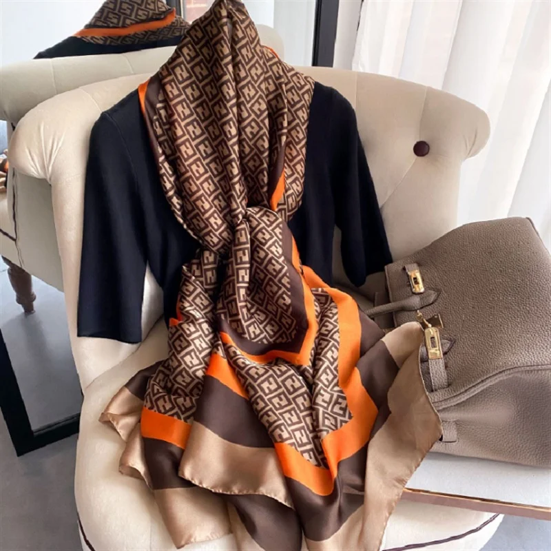 2021 Luxury Designer Brand Chiffon Satin Silk Scarf for Chanel Cc