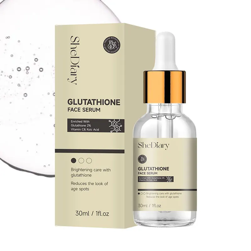 Private Label Glutathione Whitening Freckle Serum Remove Melasma Dark Spots Face Whitening Serum with Vitamin C Kojic Acid