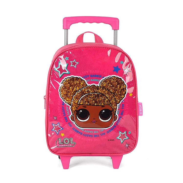 Новый Модный милый розовый детский рюкзак на колесиках для девочек