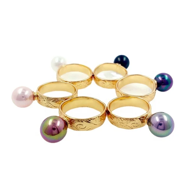 JX32 hawaiian jewelry wholesale black pearl rings