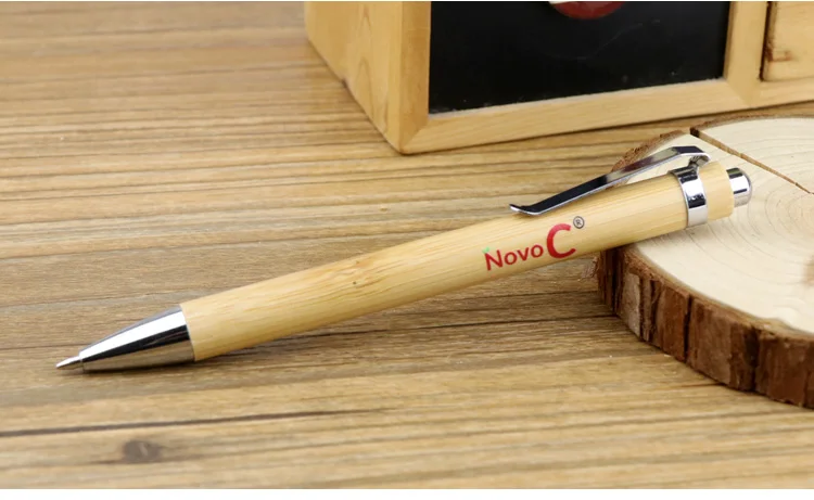 Custom Logo Eco-Friendly Bamboo Wood Ballpoint Pen 1.0mm Writing Width Blue/Black Ink Durable Sustainable Office & School Use