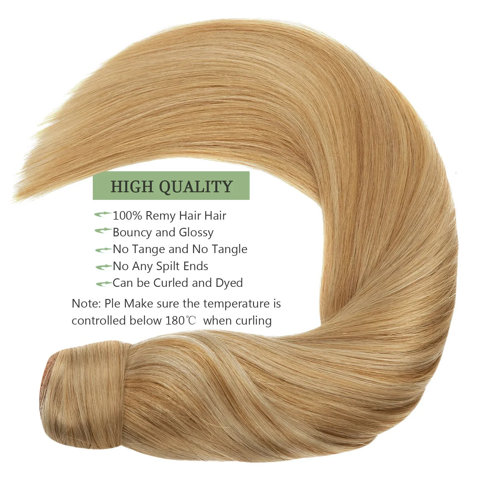 Extension per coda di cavallo con capelli umani, avvolgenti, #P8/613, con clip colorate, capelli Remy, 16-26 pollici, 1 pezzo_voghion.com