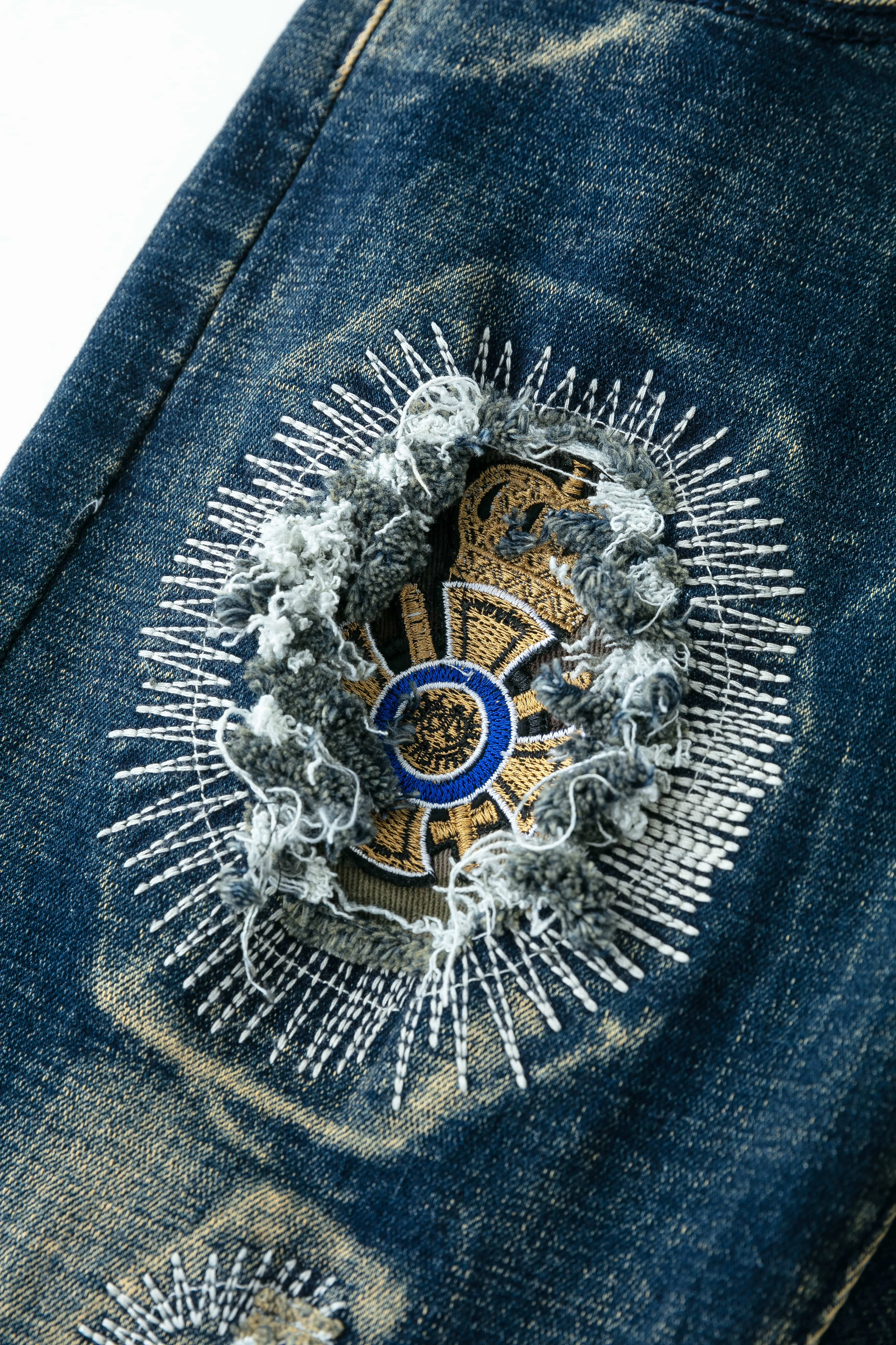 Clothing Manufacturers Washed Embroidery Vintage Hole Custom Skinny Pants Straight Jeans Man Slim Men's Jeans Men