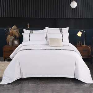 Custom High Quality Five-star Hotel Four-piece 100%  Cotton Hotel Sheet Duvet Cover Linen Bedding Set