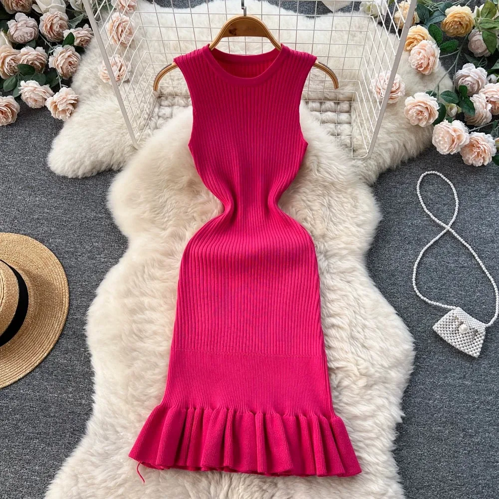 Green Autumn Winter Clothing Sweater Dress Knit Sweater Dress Clothes Women  Ladies Dress