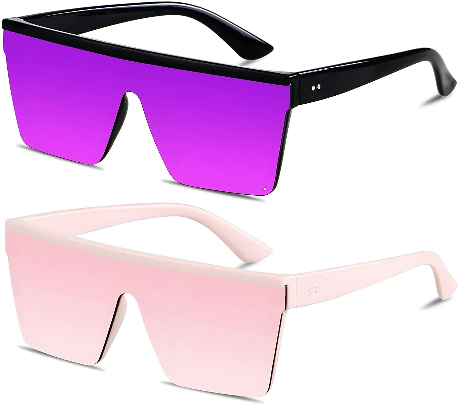 Oversized Square Flat Top Sunglasses Fashion Shield Large UV Protection Bold Colored Tinted Lens Translucent Flat Top Oversize  main image 4